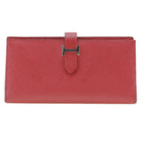 Hermes HERMES Beansufla Long Wallet Vaux Epson Made in France 2014 Red □R Belt Hardware Ladies