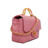 Chanel Handbag Matelasse Chain Shoulder Lambskin Pink Ladies