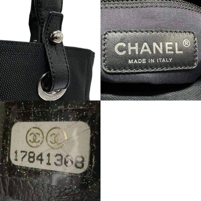 CHANEL Handbag Tote Bag Paris Biarritz PM Coated Canvas Black Silver Women's n0030