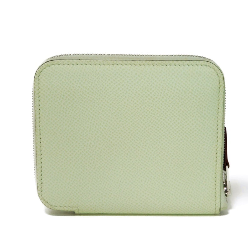 Hermes HERMES Coin Case Azap Compact Silk In Pastel Light Green Henliberte Veau Epsom Vert Fizz U Stamp Women's