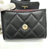 CHANEL AP0238 Coco Mark Matelasse Pochette Wallet/Coin Case Caviar Skin Women's Black