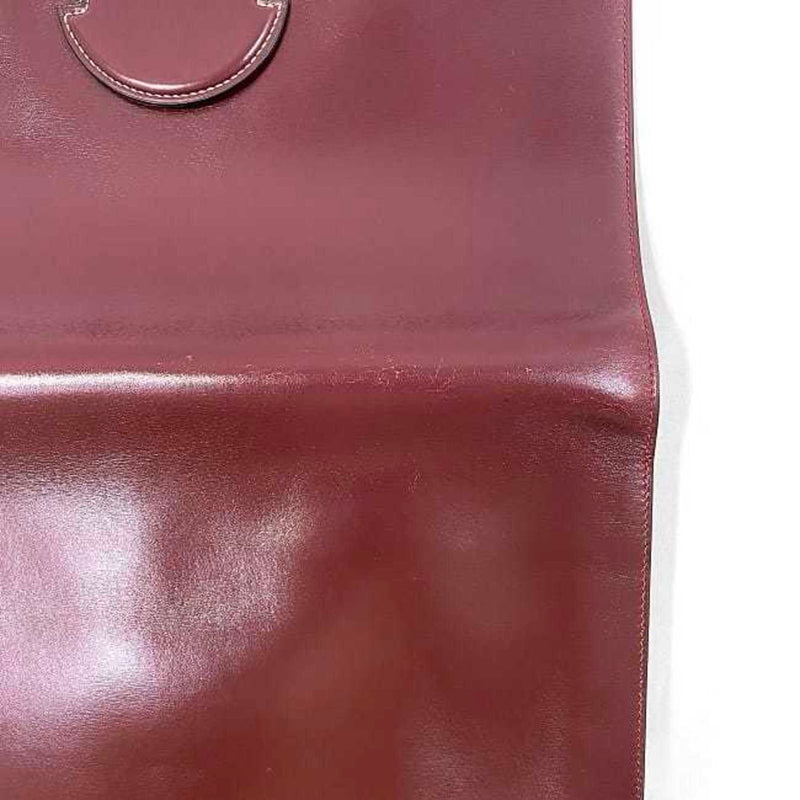 Hermes Clutch Bag Faco Bordeaux Leather Boxcalf 〇H HERMES Flap Women's Men's