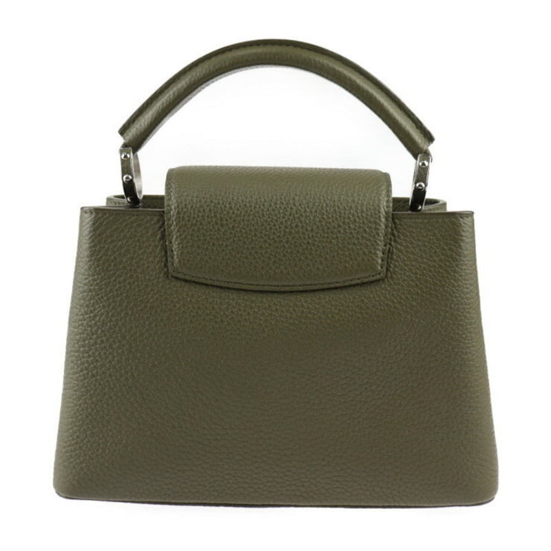 LOUIS VUITTON Capucines BB Handbag M57227 Taurillon Leather Khaki Olive Green Silver Hardware 2WAY Shoulder Bag Vuitton