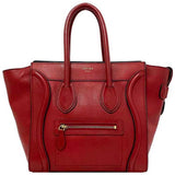 Celine Tote Bag Luggage Micro Shopper Red 167793 Leather CELINE Handbag Ladies