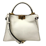 FENDI 8BN302 Peekaboo Essential Selleria Shoulder Bag White Women's