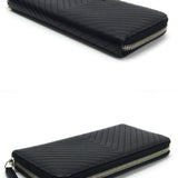 Chanel Chevron Stitch Caviar Skin Round Long Wallet Black