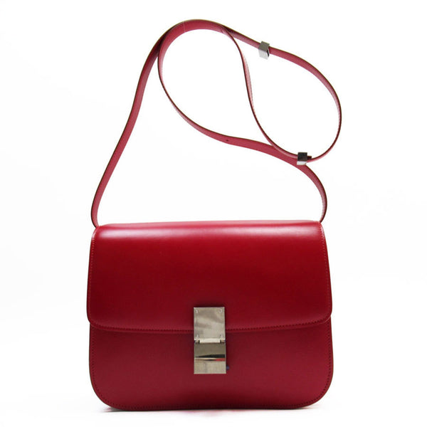 CELINE shoulder bag classic box leather red women's w0588a