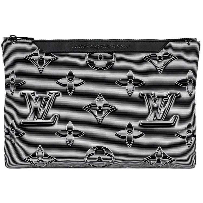 Louis Vuitton Clutch Bag Pochette Reversible Textile Gray Black Rainbow M68777 f-20435 Handbag Nylon Canvas Leather FH0230 LOUIS VUITTON Monogram LV