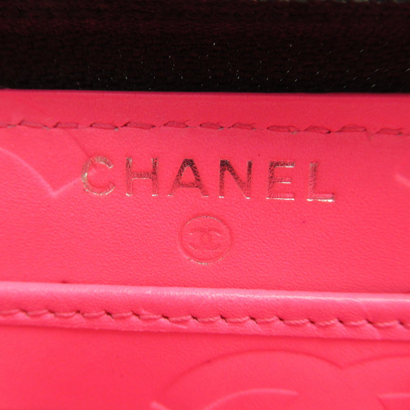 CHANEL Cambon Round Long Wallet Black enamel Calfskin (cowhide) A50078