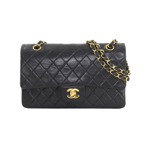 CHANEL Matelasse 25 Chain Shoulder Bag Leather Black A01112 Gold Hardware