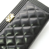 CHANEL Boy Chanel Round Long Wallet Calfskin (Cowhide) Women's Black