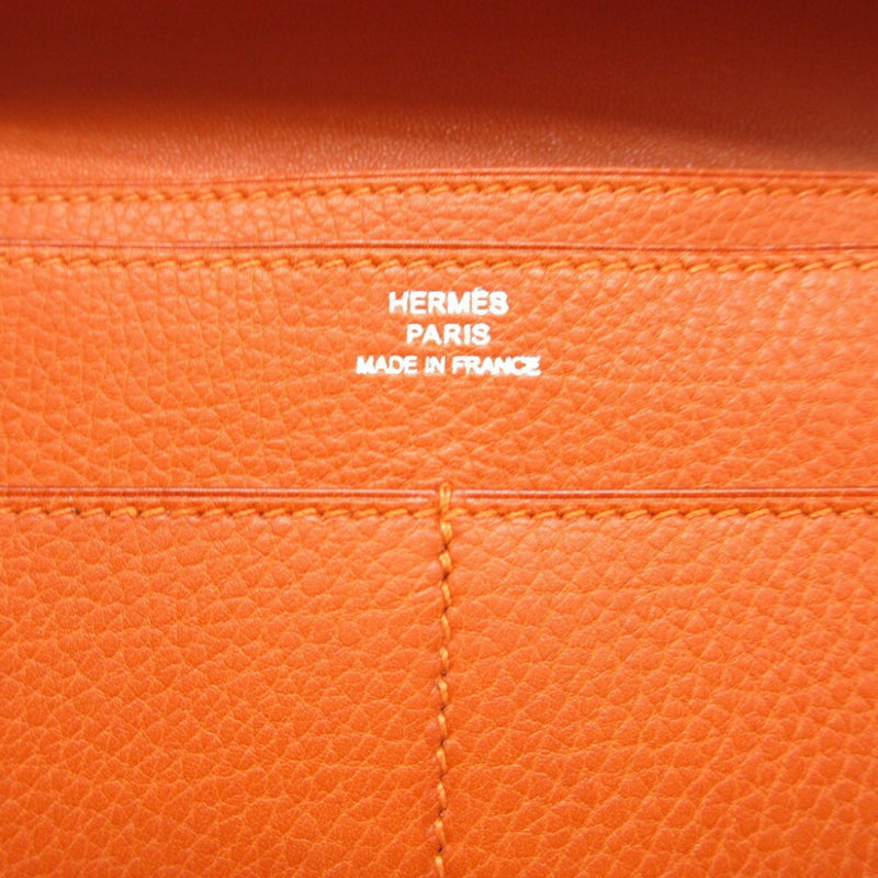 Hermes Dogon GM Togo J stamp (2006) Orange long wallet 0758HERMES