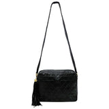 Chanel Shoulder Bag Black Gold Matelasse Leather Lambskin 6th CHANEL Tassel Coco Mark Ball Charm Soft