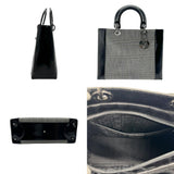 Christian Dior handbag Lady canvas leather grey black silver ladies n0090