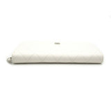 CHANEL Matelasse Round Long Wallet Caviar Skin (Grained Calf) Men's Women's White