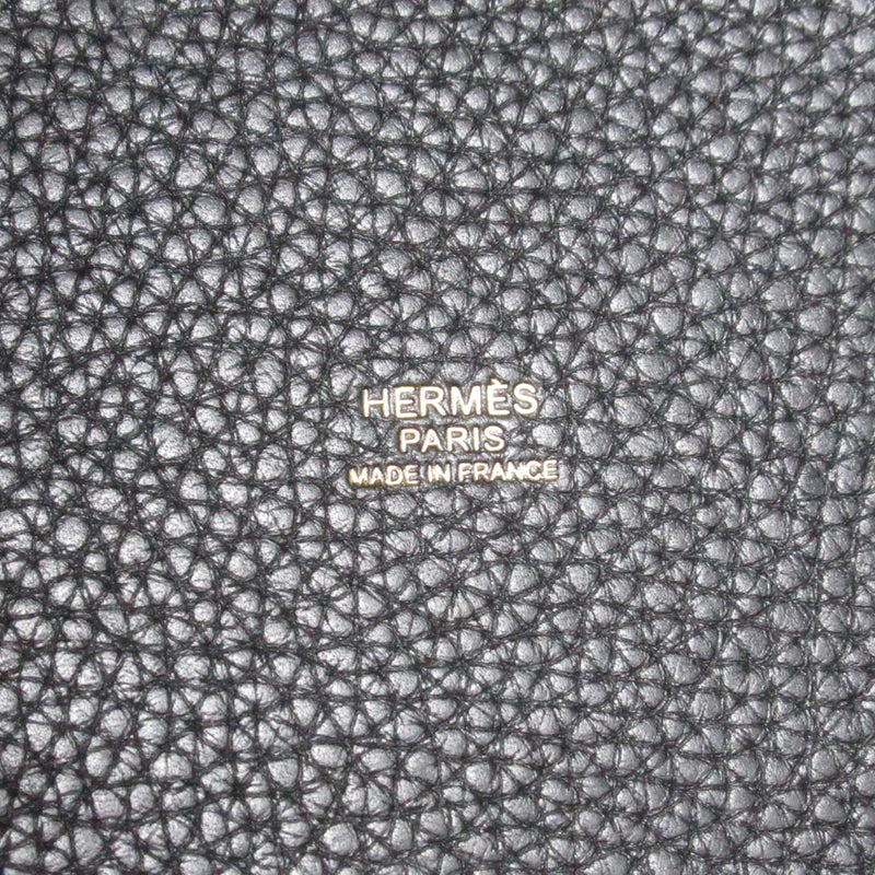 HERMES Picotin Lock MM Black Noir Taurillon Clemence Calfskin (cowhide)