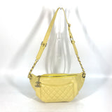 Chanel A57832 Chain Belt Bag Waist Pouch Bag Cross Quilted Matelasse body bag yellow GoldHardware