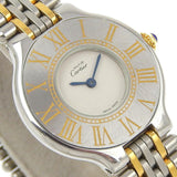 Cartier Must 21 Watch Stainless Steel Quartz Analog Display White Dial Must21 Ladies