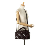 Bottega Veneta Maxi Intrecciato Shoulder Bag Brown Purple Leather Women's BOTTEGAVENETA