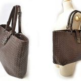 Bottega Veneta tote bag size BOTTEGA VENETA intrecciato leather dark brown