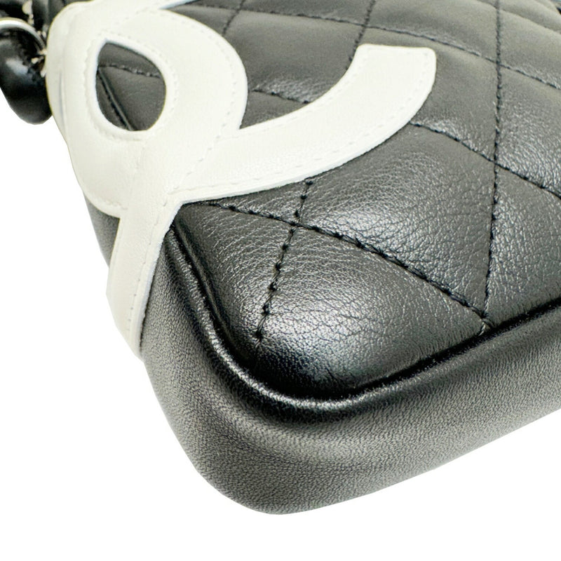 CHANEL Cambon Line Shoulder Bag Leather Black White No.9 Women's