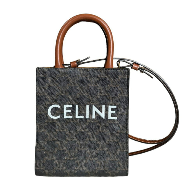 Celine Vertical Cabas Triomphe Shoulder Bag Coated Canvas 194372 Brown Women's CELINE 2way