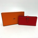 Hermes HHardware 2-fold long wallet Long Wallet Rouge tomato Red