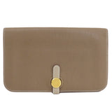 Hermes Dogon Duo GM Etoupe Long Wallet Togo Women's HERMES