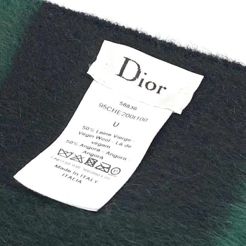 CHRISTIAN DIOR 95CHE200100 Logo fringe Large format shawl Scarf Green Black