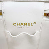 Chanel Chain Shoulder Bag Coco Mark Matelasse Vanity Caviar Skin CHANEL White