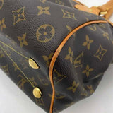 LOUIS VUITTON Handbag Tivoli PM Brown Monogram M40143 Canvas Tanned Leather VI1078 Tote Bag Gathered