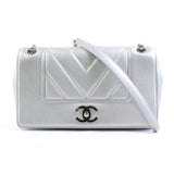 CHANEL Shoulder Bag V Stitch Leather/Metal Silver Women's