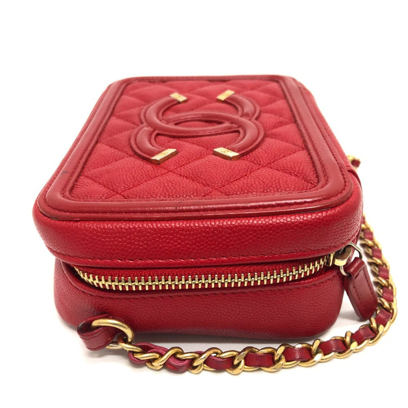 Chanel A84452 CC filigree mini Shoulder Bag Red GoldHardware