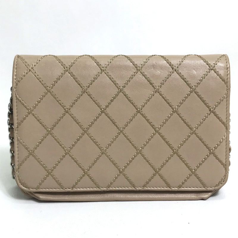 Chanel CC Mark Bag Chain Wallet Shoulder Bag Long Wallet Beige SilverHardware