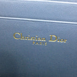 Christian Dior Dior Striped Wallet Round Zipper Coin Case Leather Ladies Denim Blue