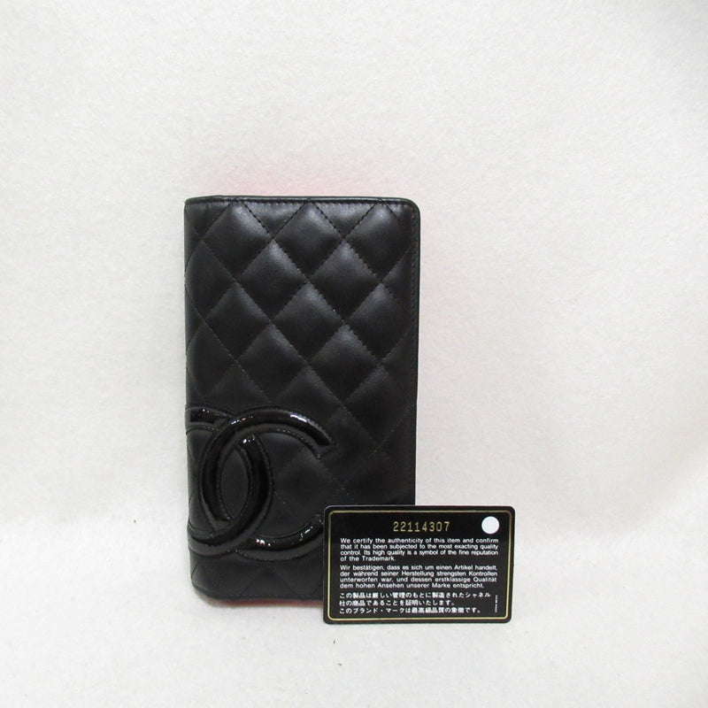 CHANEL Cambon Line ZIP long wallet Black leather