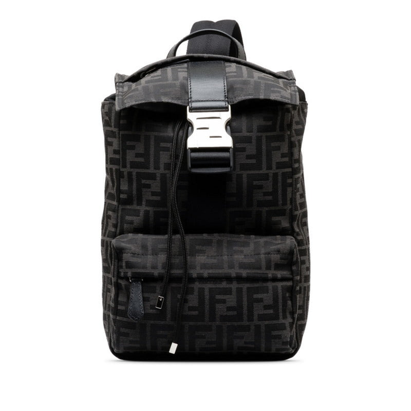 FENDI Fendines S size body bag rucksack backpack 7VZ067 AG0M black canvas leather men's