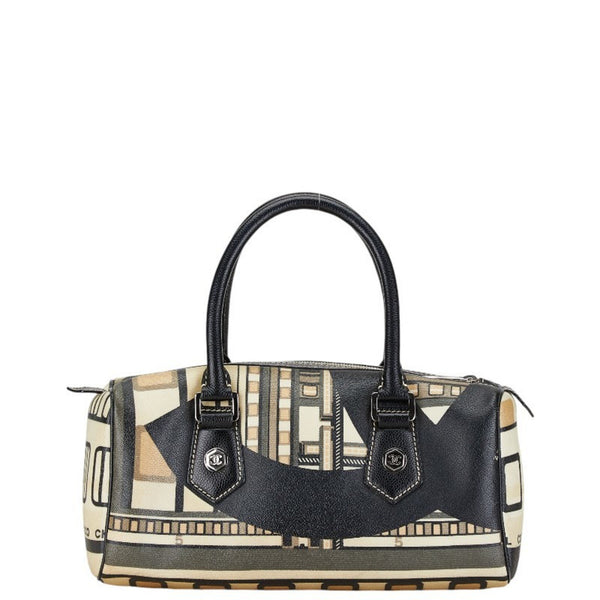 Chanel Central Station Train Motif Handbag Boston Bag Beige Multicolor PVC Leather Women's CHANEL