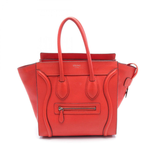 CELINE Luggage Micro Shopper Tote Bag Leather Women's Red 167793