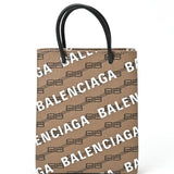 BALENCIAGA Large Bag Allover 693805 Coated Canvas/Leather Beige E-155971