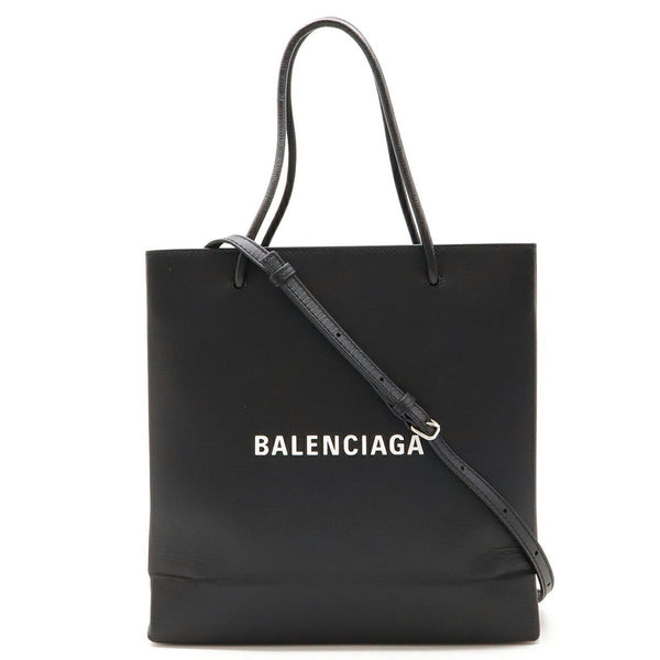 BALENCIAGA Tote Bag Medium Shoulder Leather Black 597860