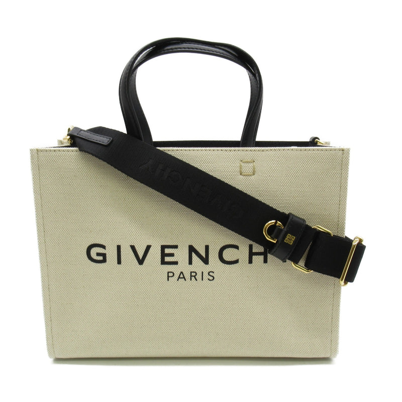 GIVENCHY GTote Bag Small Beige Black canvas leather BB50UEB1DR255