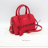 Balenciaga VILLE BOWLING S 518872 Women's Leather Handbag,Shoulder Bag Red Color