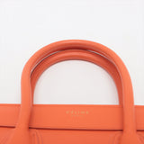 Celine Luggage Micro Shopper Orange Leather Handbag Tote Women's