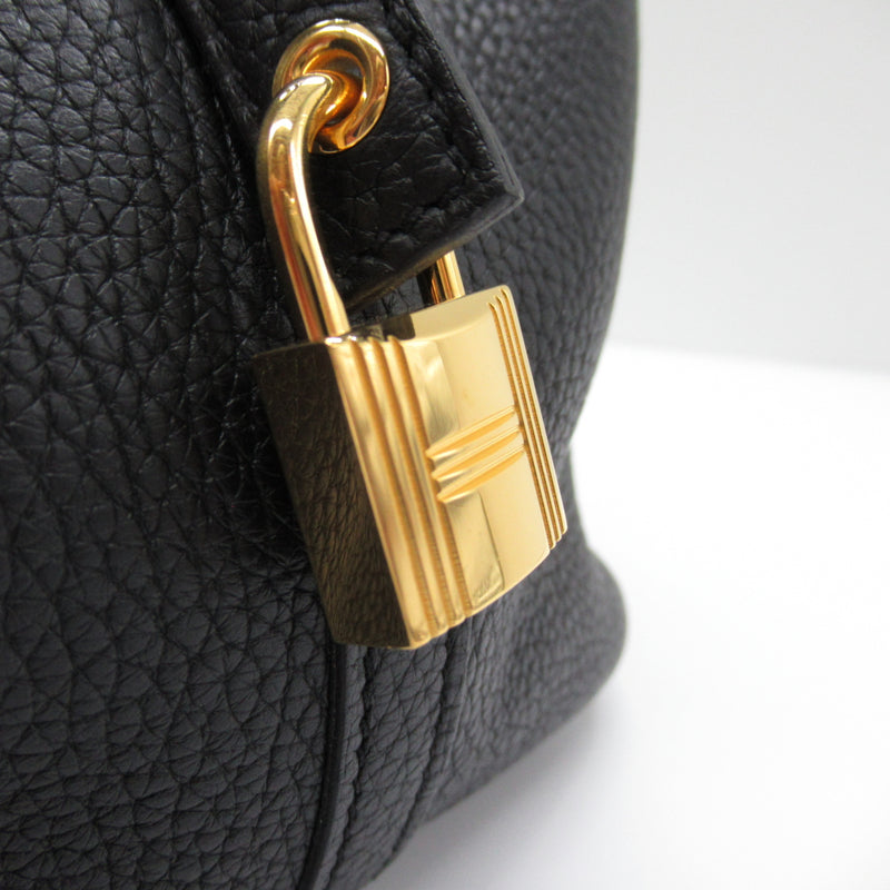 HERMES Picotin Lock MM Black Noir Taurillon Clemence Calfskin (cowhide)