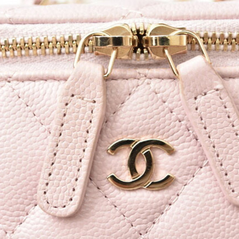 Chanel Small Vanity Case Shoulder Bag CHANEL Chain Caviar Skin AP1340 Rose