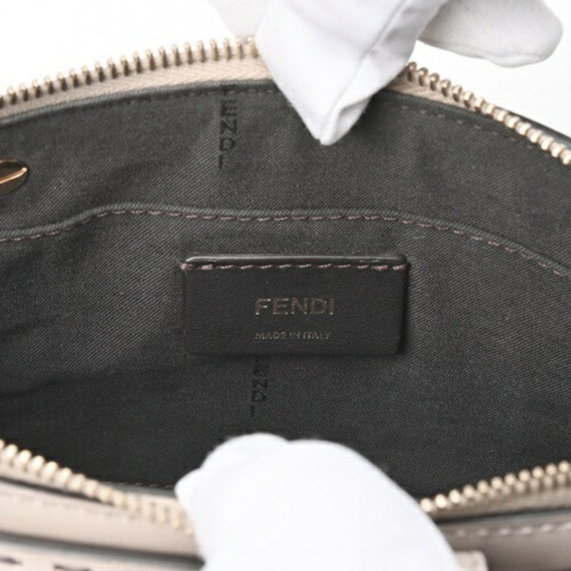 FENDI By the Way Boston Bag Small 8BL145 Leather Greige E-155333