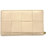 BOTTEGA VENETA Bottega Veneta Round Long Wallet Leather Pink Beige Intrecciato Women's Men's Unisex