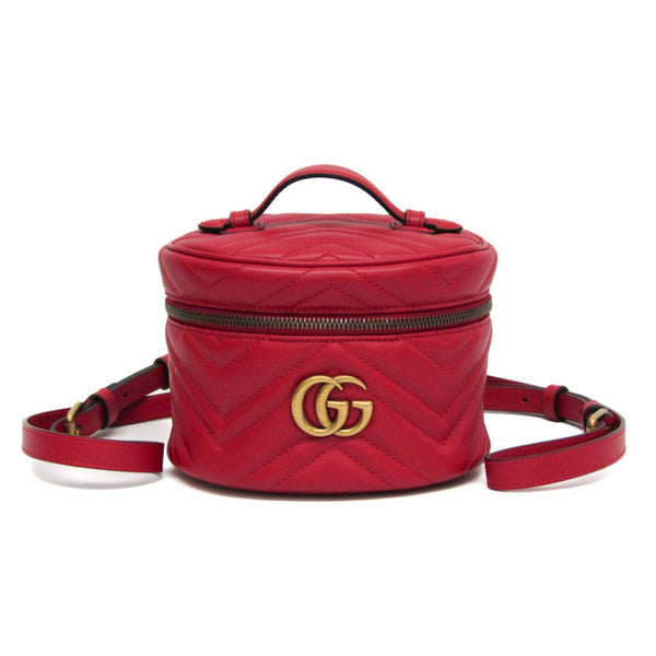 Gucci GG Marmont Quilting 598594 Women's Leather Backpack Red Color