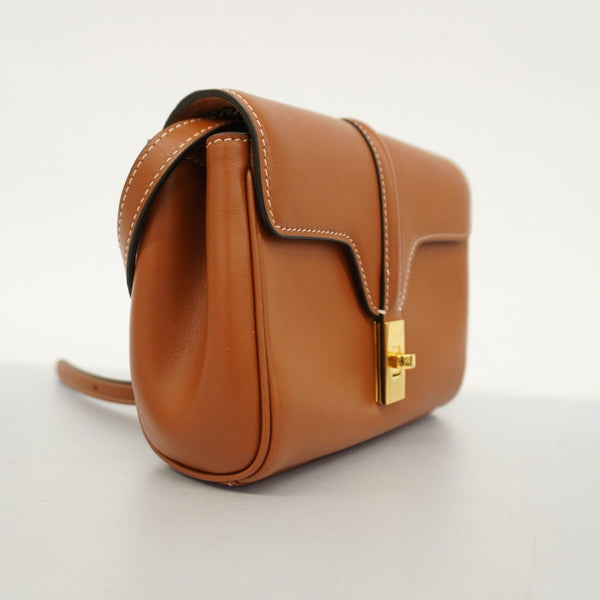 Celine Shoulder Bag Leather Brown Women's